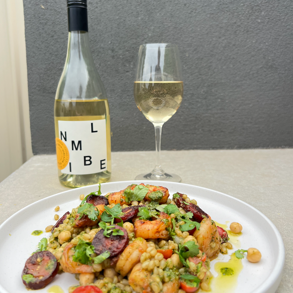 Adelaide Hills Pinot Gris with Prawn, Chorizo, Chickpeas and Freekeh